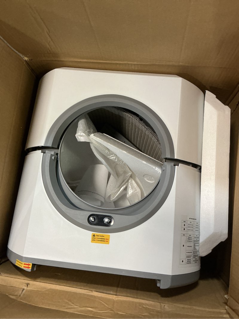 Condition photo showing Good Condition for automatic litter box, self cleaning litter box, odor control, 90l large capacity with app control and safety sensor, ellenpent, for multiple cats, large cat, with 3 rolls garbage bags white