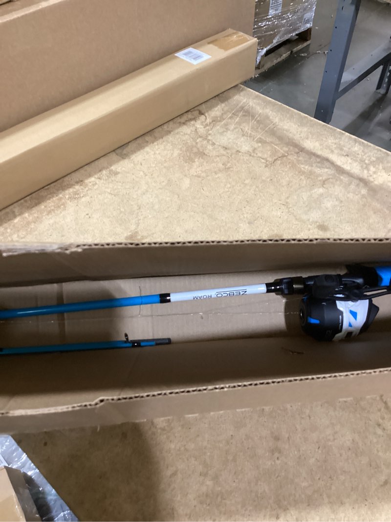 Condition photo showing Good Condition for zebco roam spincast reel and fishing rod combo, 6-foot 2-piece fiberglass fishing pole with comfortgrip handle, quickset anti-reverse fishing reel, pre-spooled with 10-pound zebco line blue