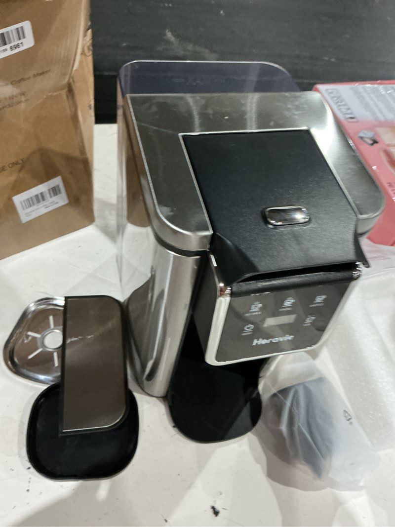horavie single serve coffee maker for k-cup pod and grounds, hot & iced coffee maker, strong button 