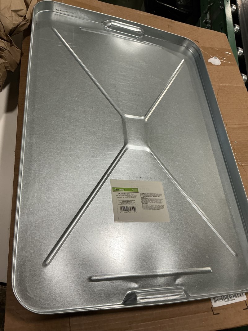 Condition photo showing Good Condition for LubriMatic 75-755 Formed Grip Galvanized Metal Drip Pan 17 ½ x 25 ¾ x 1 Inches