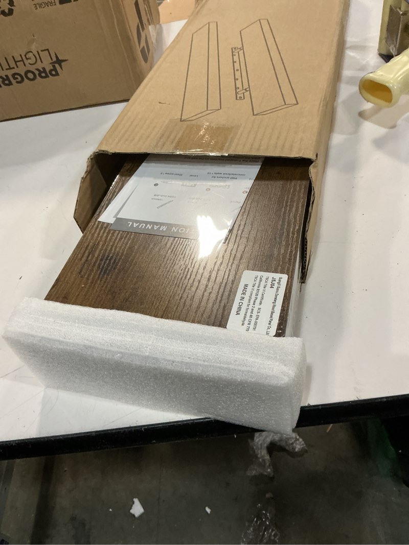 Condition photo showing New/Like New for BAYKA Floating Shelves, 22.5 inch Rustic Wood Wall Mounted Shelves for Bedroom, Living Room, Kitchen & Office, Hanging Display Shelf with 22 lbs Capacity (Rustic Brown,Set of 2) B. Rustic Brown - Americana Farmhouse Style 22.5inches
