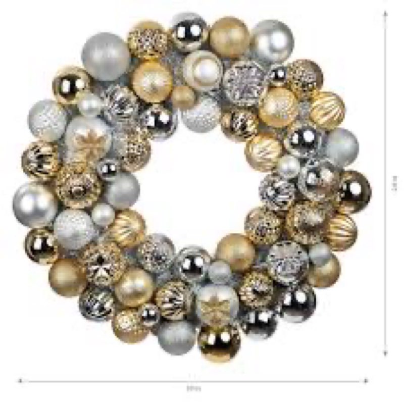 Holiday Living 24-in Indoor (non powered) Silver/Gold Artificial Christmas Wreath
