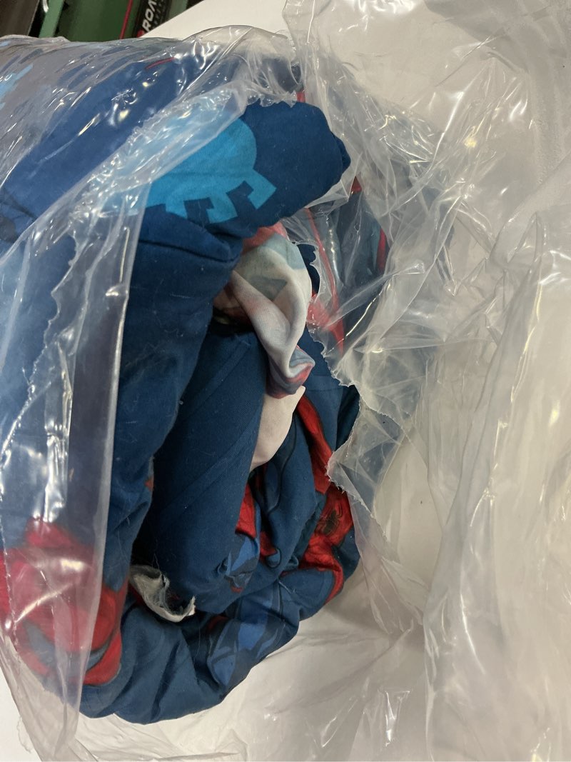 Condition photo showing As Is for Jay Franco Marvel Spiderman Crawl 4 Piece Twin Bed Set - Includes Reversible Comforter & Sheet Set Bedding - Fade Resistant Microfiber - (Official Marvel Product), Multi - Spiderman