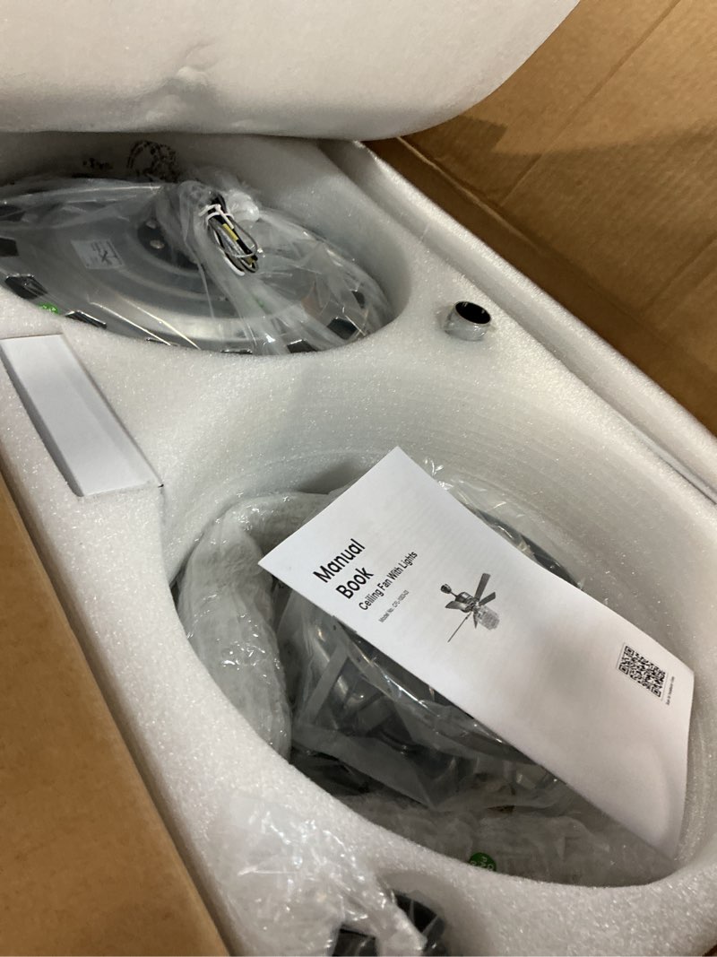 Condition photo showing Good Condition for crossio 52 inch crystal ceiling fan with light and remote control, modern chandelier fan with 5 reversible wood blades chrome fandelier for living room bedroom (fine line crystal-ceiling fan)