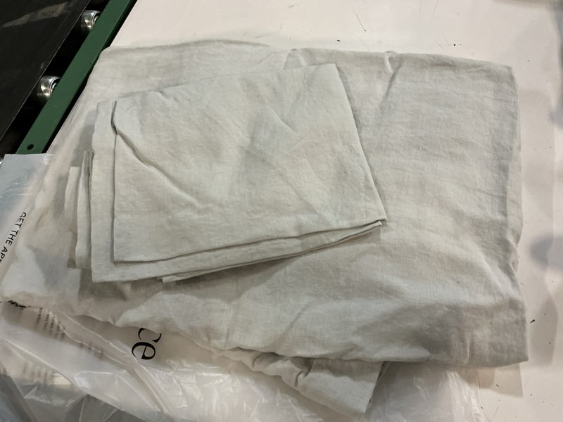 Condition photo showing Good Condition for quince european linen duvet cover set queen solid natural chambray