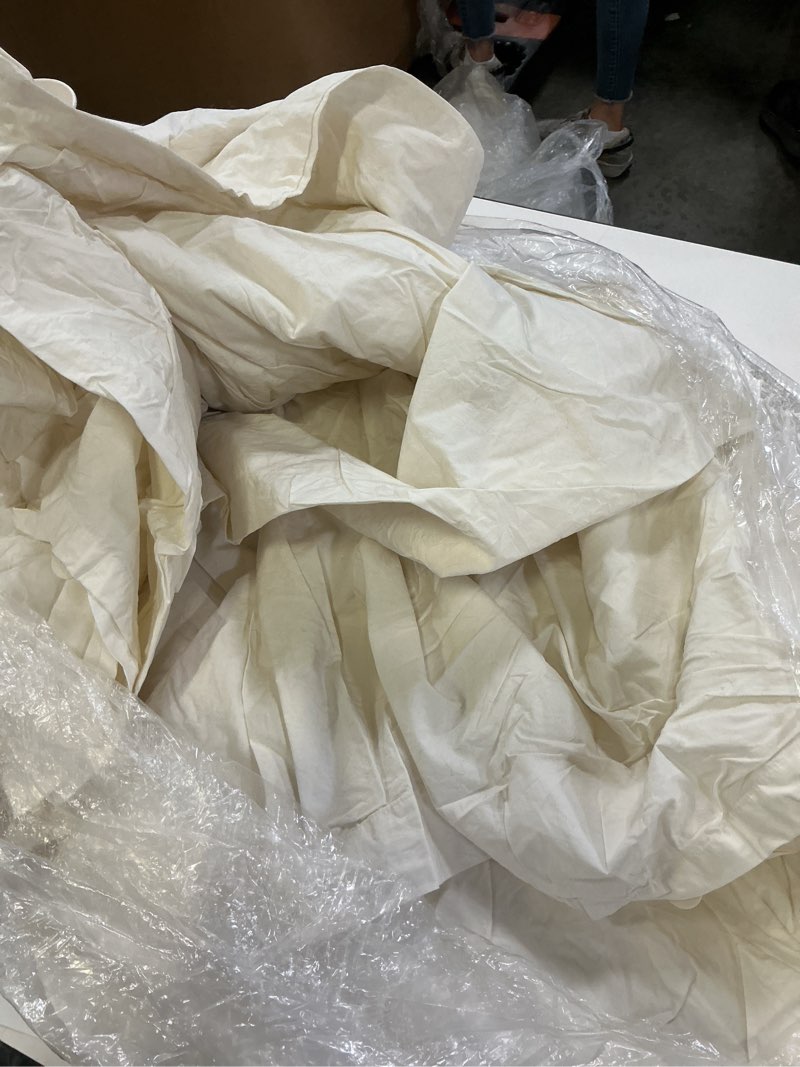 Condition photo showing As Is for european linen duvet cover set solid: ivory size: full/queen 