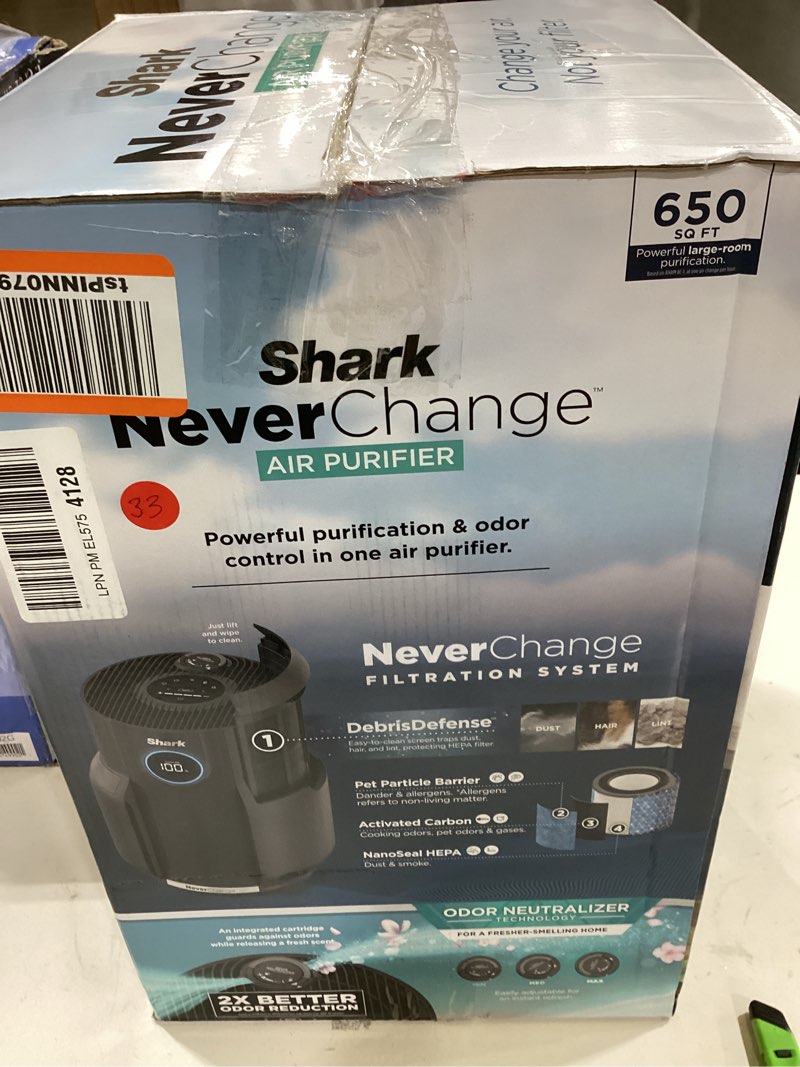 Condition photo showing As Is for Shark Air Purifier for Home, NeverChange, for Large Room, HEPA-Exceeding Filter, Captures Pollutants, Pet Dander, Dust, Odor, Smoke, and More, Odor Neutralizer, HP152, Charcoal Charcoal (650 sq. ft)