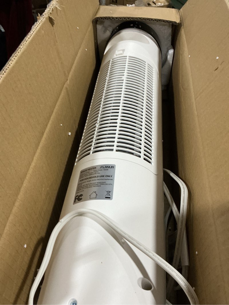 Condition photo showing Good Condition for flanur space heaters for indoor use large room, 1500w portable electric heater with remote, 5 modes, safety protection & child lock, 12h timer, oscillation heater for bedroom home office white 1pack