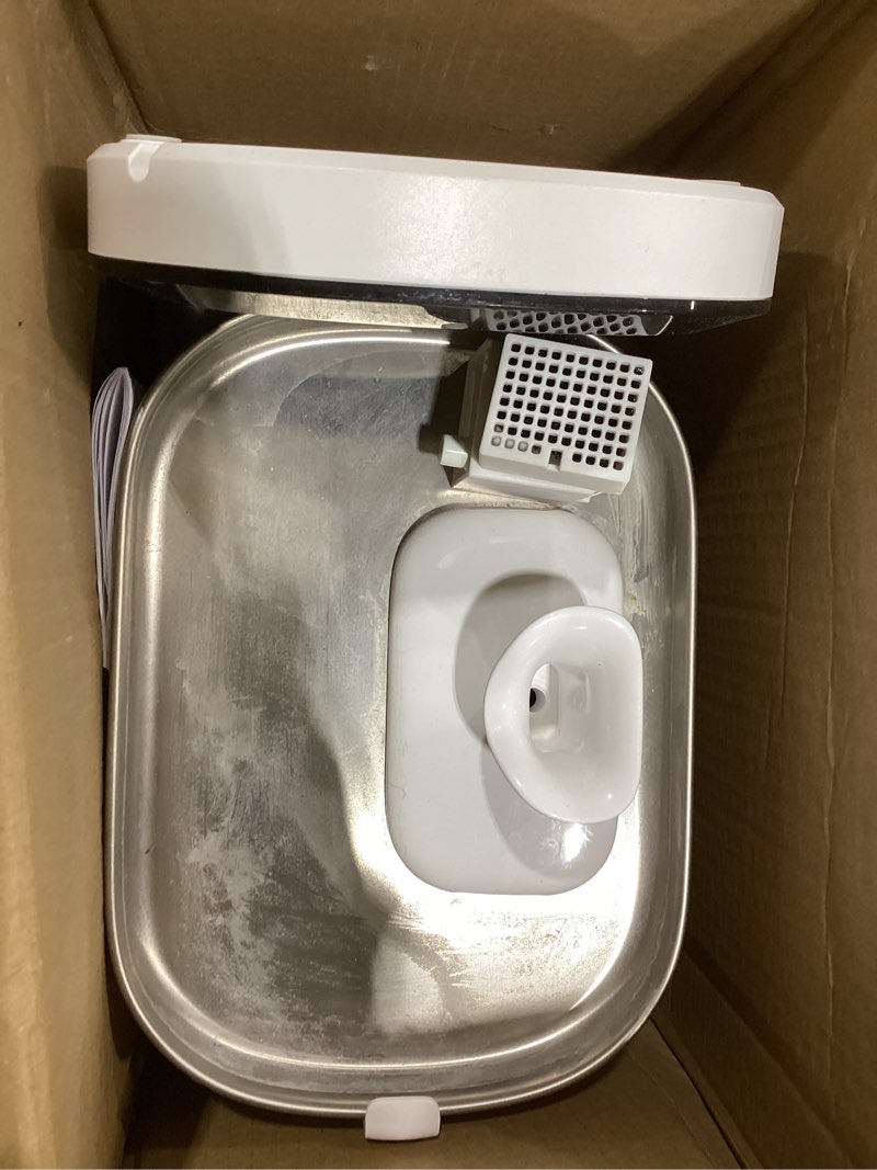 Condition photo showing As Is for PETLIBRO Cat Water Fountain, Cordless Pet Water Fountain Battery Operated, 2.5L/84oz Dockstream Water Fountains for Cats Indoor, Cat Fountain with Stainless Steel Tray, Easy to Clean BPA-Free White Cordless