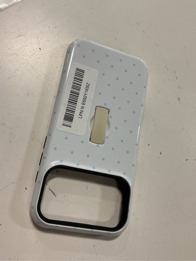 Condition photo showing Good Condition for kanghar compatible with iphone 17 pro max case 2025, silicone spot cute pattern design, wristband kickstand camera protection shockproof soft slim cover for girls women -light blue iphone 17 pro max spot(blue)