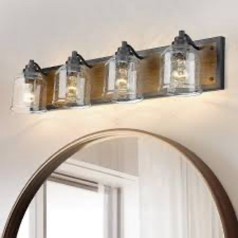 YKLITG Vanity Lights for Bathroom Large 31.5", Farmhouse Rustic Vanity Light with Bubble Glass Shade