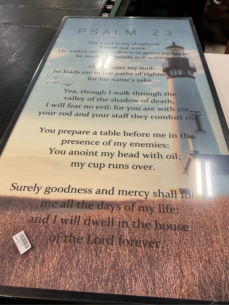 Condition photo showing New/Like New for psalm 91 lighthouse large wall art religious scriptures bible verse pictures wall decor christian nautical canvas prints faith framed artwork decoration for living room church bedroom office 30x60 60"l x 30"w lighthouse-bible verse 91
