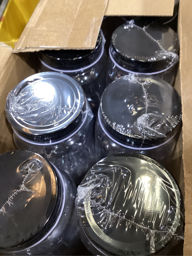 Condition photo showing New/Like New for novelinks 16 oz plastic mason jars and clear plastic jars with lids 16 oz | 24 pack, black, plastic containers with lids, decorative jars, storage jars, candy jars, mason jars for centerpieces 24 pack 16 ounce black