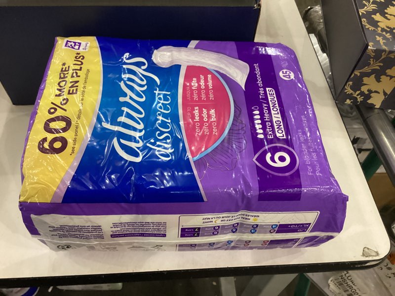 Always Discreet Adult Incontinence Pads for Women, Extra Heavy Absorbency, Long Length, Postpartum P