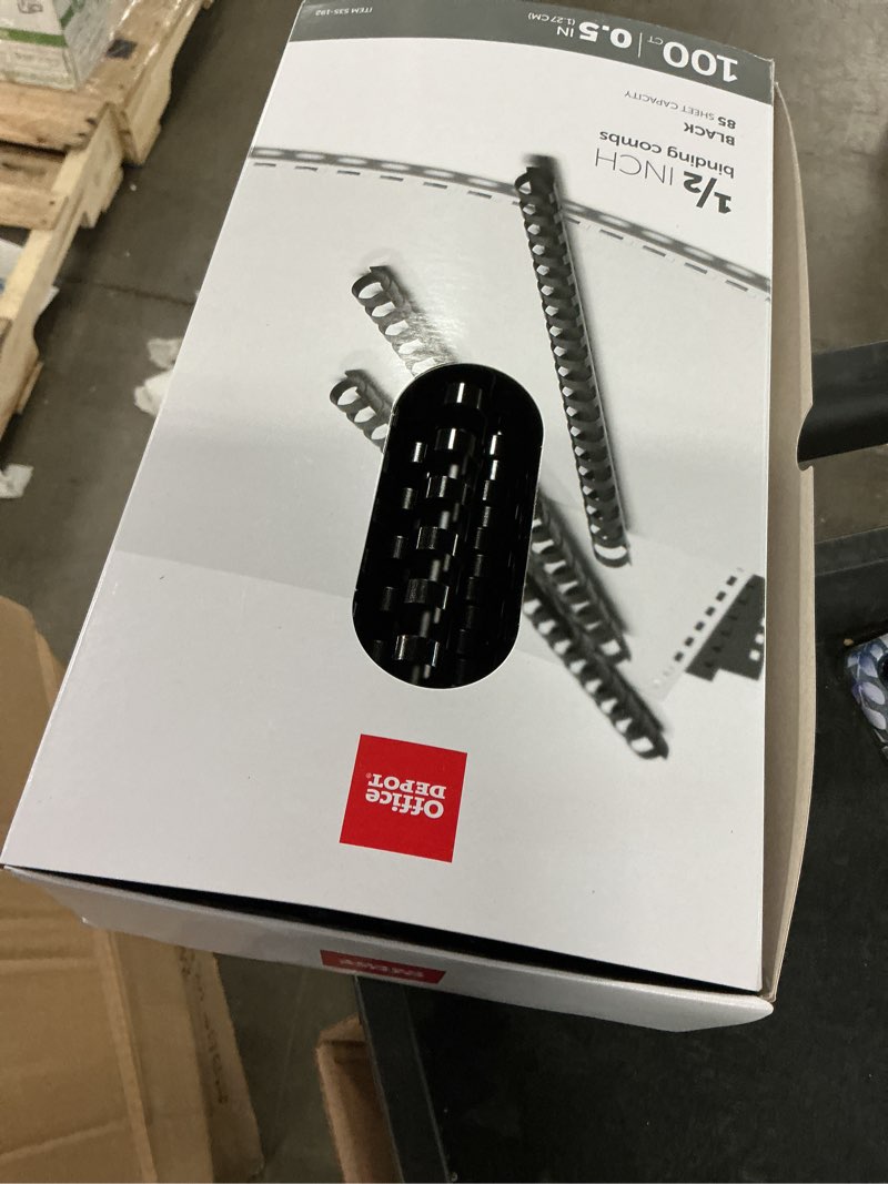 Condition photo showing Good Condition for 7  pack gbc binding spines/spirals/coils, 1/2\" diameter, 90 sheet capacity, combbind, black, 100 pack (4000068) 100 pack 1/2\" diameter/90 sheet capacity