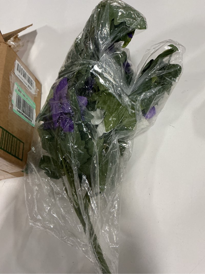 Condition photo showing Good Condition for Artificial Fake Flowers Plants for Outdoor Decoration, 2PCS Faux Petunias Silk Flower UV Resistant No Fade for Home Outside Garden Balcony Yard Porch Realistic Indoor Decor (Purple White) Purple White 2 Pcs