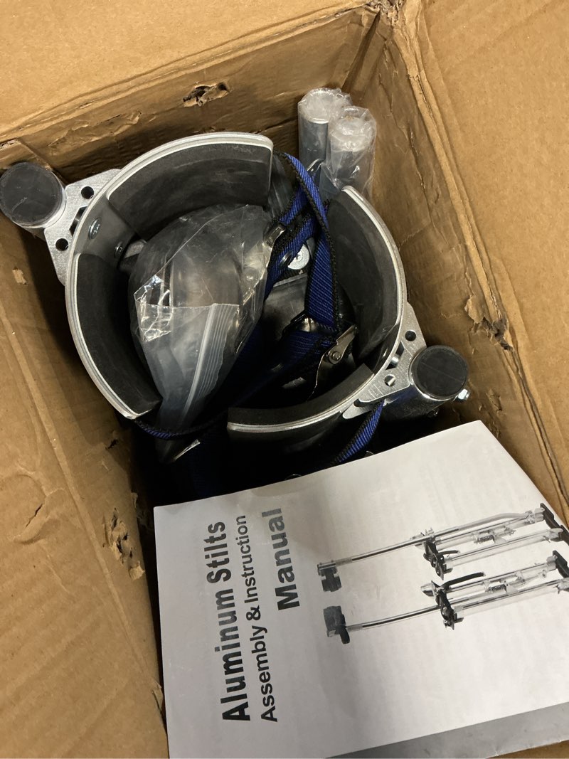 Condition photo showing Good Condition for drywall stilts, 18"-30" adjustable heights aluminum work stilts for sheetrock drop ceiling painting painter wall painting or high shrub trimming 18''-30''