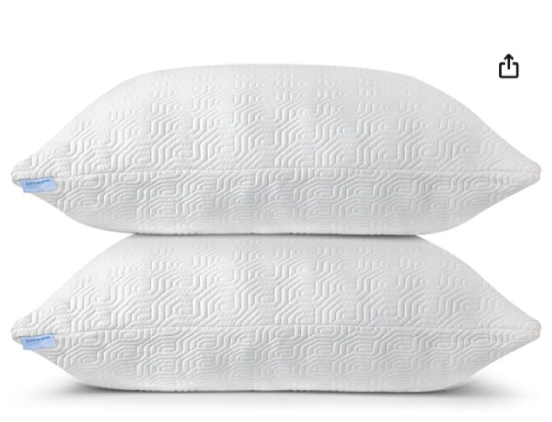 Elif Home Goods 2 Pack King Size Bamboo Pillow, Memory Foam Pillows for Sleeping, Adjustable Bamboo Pillow Set for Back, Stomach, Side Sleeper - Washable and Removable Case King (Pack of 2)