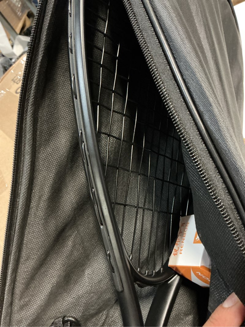 Condition photo showing Good Condition for 2 pack beginner squash racquet set includes 2 racquets with racket bags 2 anti fog goggles with cases and 2 blue dot squash ball for beginners training recreational play black, white