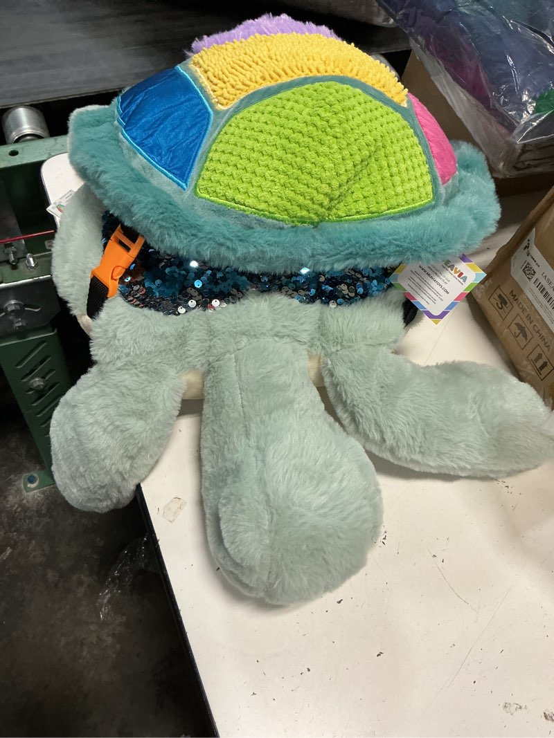 Condition photo showing As Is for meavia weighted sensory lap pad sea turtle plush, stuffed turtle toy with detachable lap pillow, feelix collection