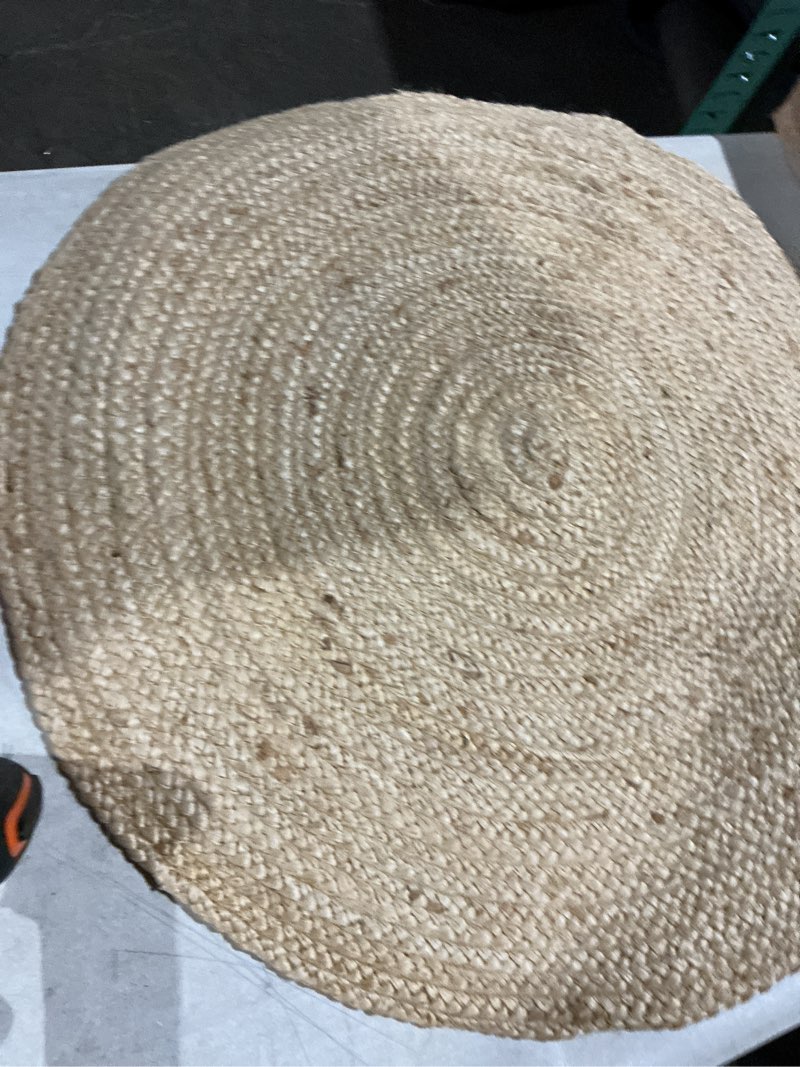 Condition photo showing Good Condition for chardin home hand woven natural jute braided rug –  round | rustic boho farmhouse reversible accent rug for entryway, kitchen, nursery, dining room, study, or patio | solid natural fiber rug
