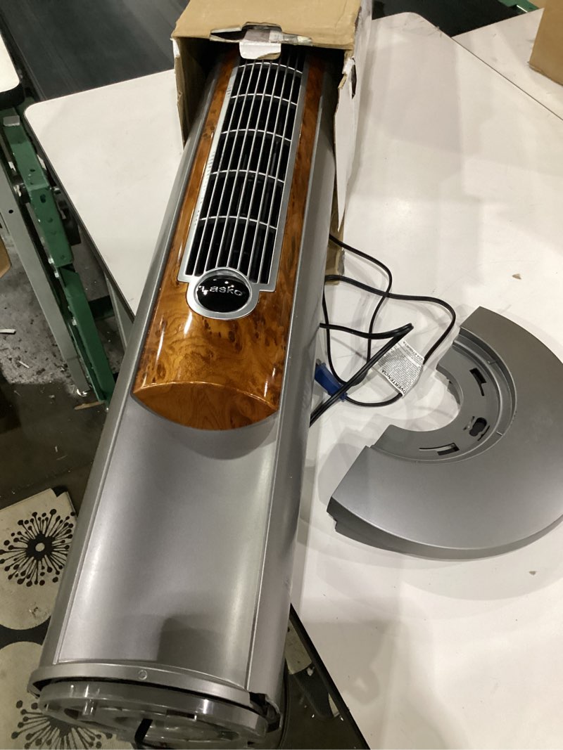 Condition photo showing Good Condition for not tested**** lasko portable electric 42\" oscillating tower fan with fresh air ionizer, timer and remote control for indoor, bedroom and home office use, silver 2551
