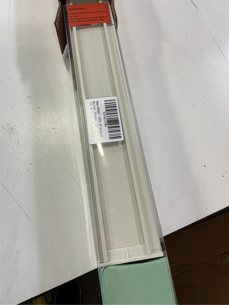 Condition photo showing New/Like New for aosky blackout roller shades cordless blinds for windows, free-stop shades with valance, thermal insulated fabric, uv protection, blinds for home and office (25" w x 72" h, linen beige linen beige 25"w x 72"h