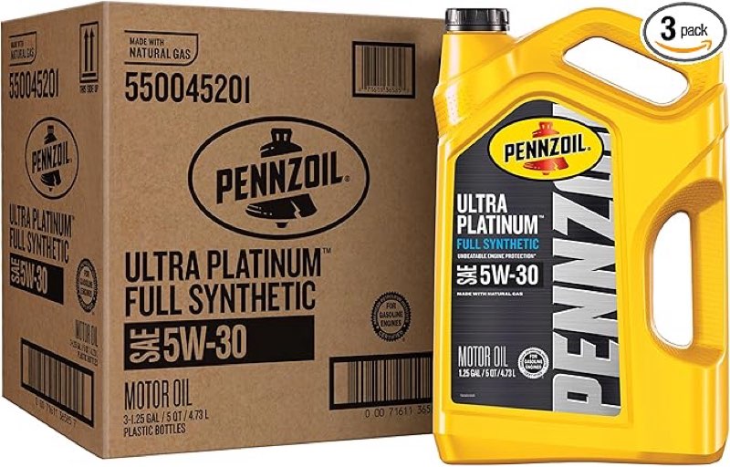 Pennzoil Ultra Platinum Full Synthetic 5W-30 Motor Oil, 5 Quart (3 Pack)