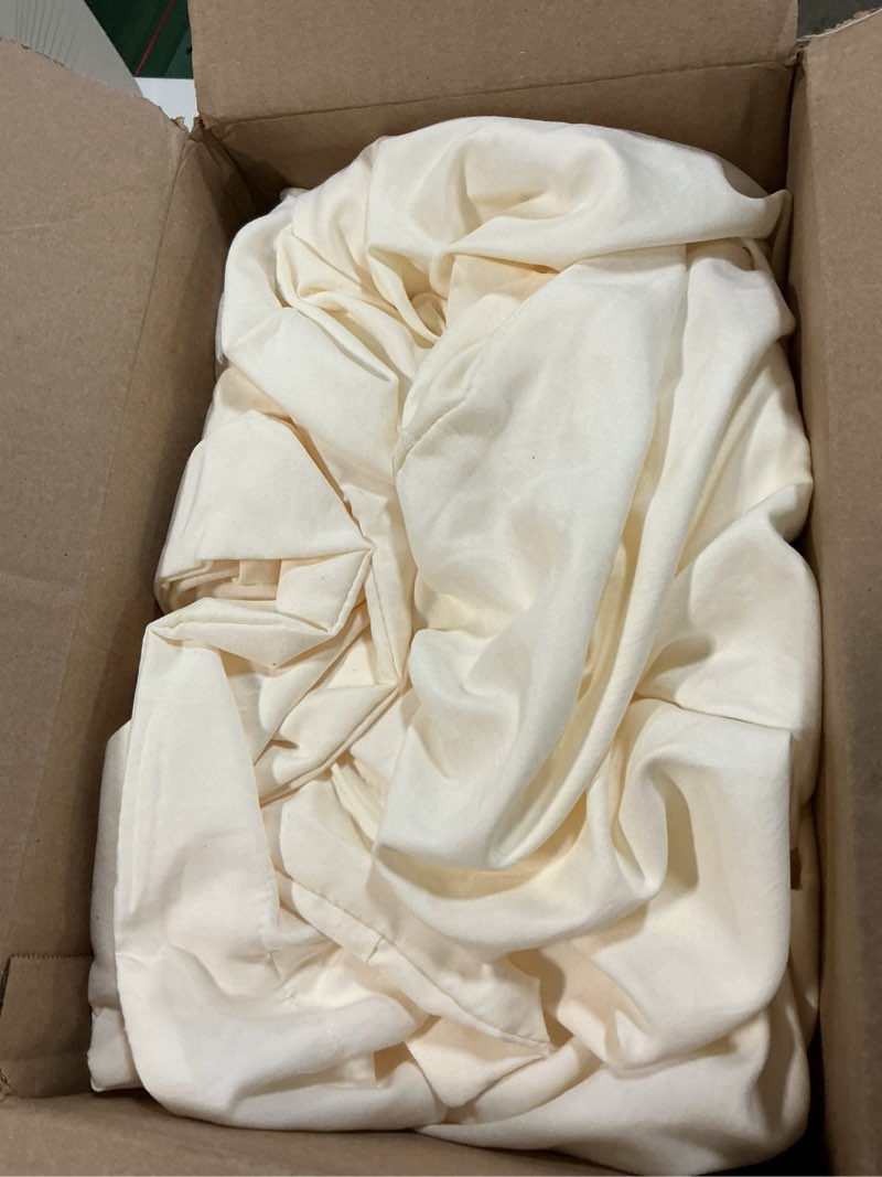Condition photo showing As Is for mildly super soft duvet cover - 100% washed microfiber off white comforter cover set 3 pieces with zipper closure & corner ties 00 - off white (no comforter) oversized queen (98"x98")