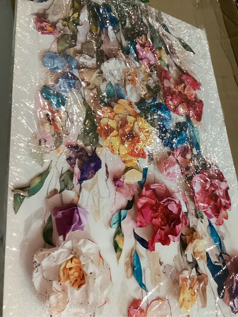Condition photo showing New/Like New for framed colorful floral canvas wall art flowers rose wildflowers painting wall decor artwork modern botanical picture paints poster prints ready to hang (floral, 16x24 inch framed) flower 24l" x 16w"