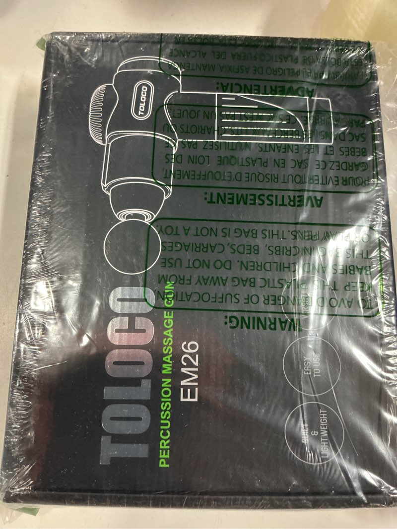 Condition photo showing New/Like New for toloco massage gun, deep tissue back massage for athletes for pain relief, percussion massager with 10 massages heads & silent brushless motor, valentines day gifts for him her, black