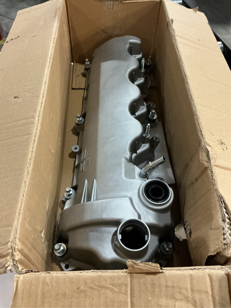 Condition photo showing As Is for dorman 264-908 passenger side engine valve cover for specific ford / lincoln / mercury models  gray