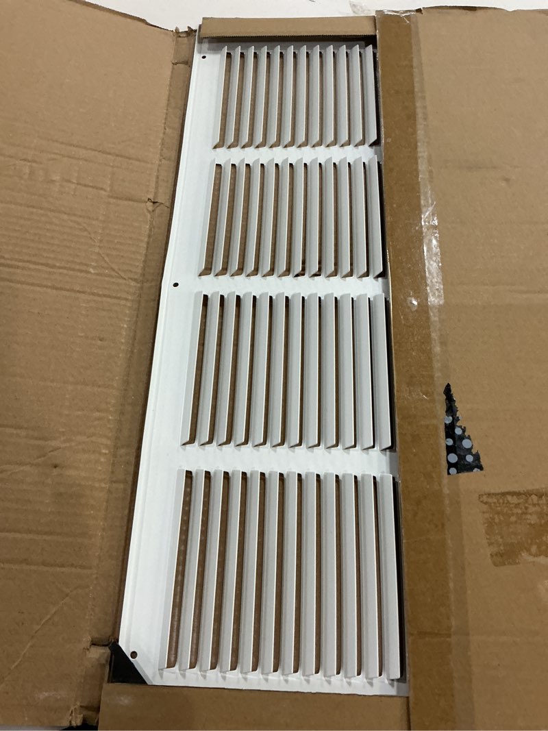 Condition photo showing Good Condition for fits 22x12 duct opening | steel return air grille by handua | vent cover grill for sidewall and ceiling | white | hvac cold air intake grille | outer dimensions: 23.75"w x 13.75" 1 22"w x 12"h [duct opening]