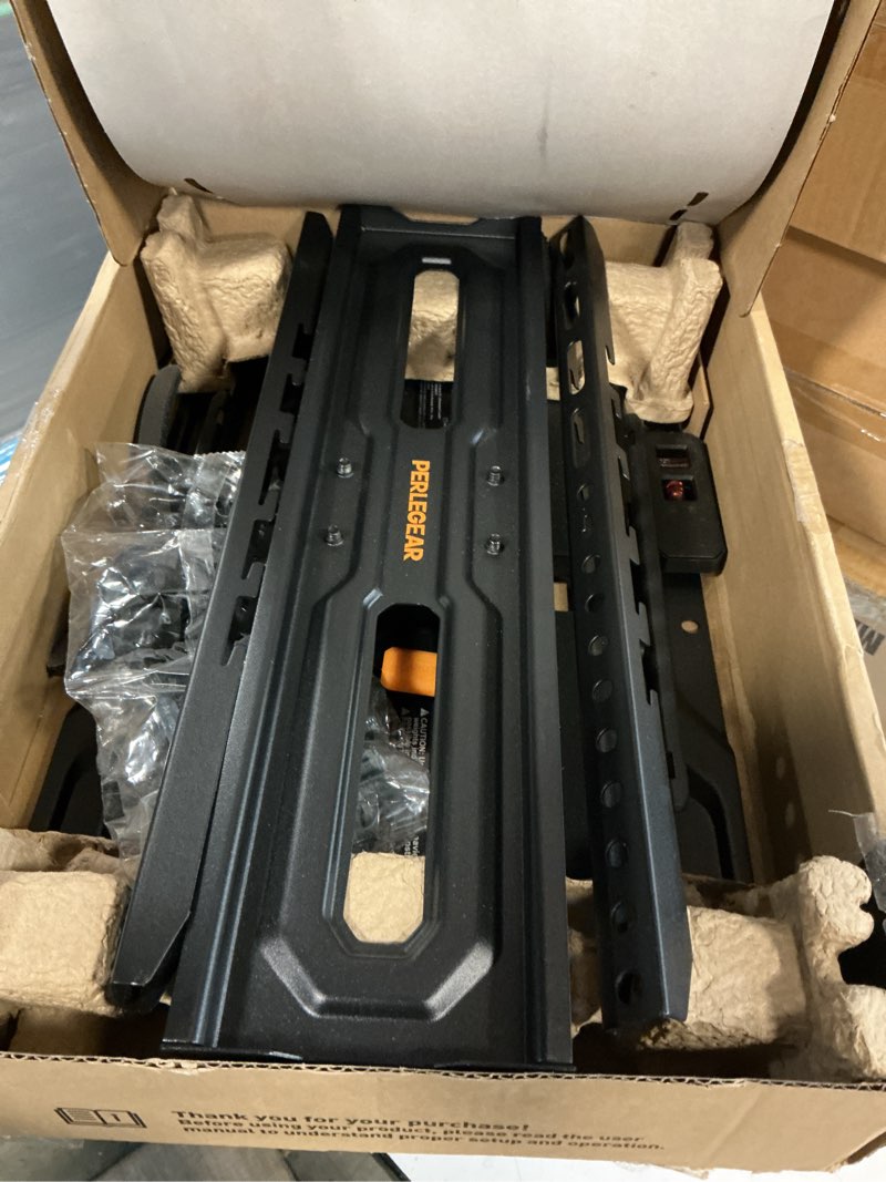 Condition photo showing Good Condition for perlegear full motion tv wall mount for 26-74 inch tvs, height adjustable tv mount, pre-assembled wall mount tv bracket with tool-free tilt, swivel, fits 16” studs, 99 lbs, max vesa 400x400mm, pgmf21 26-74 inch full motion tv wall mount