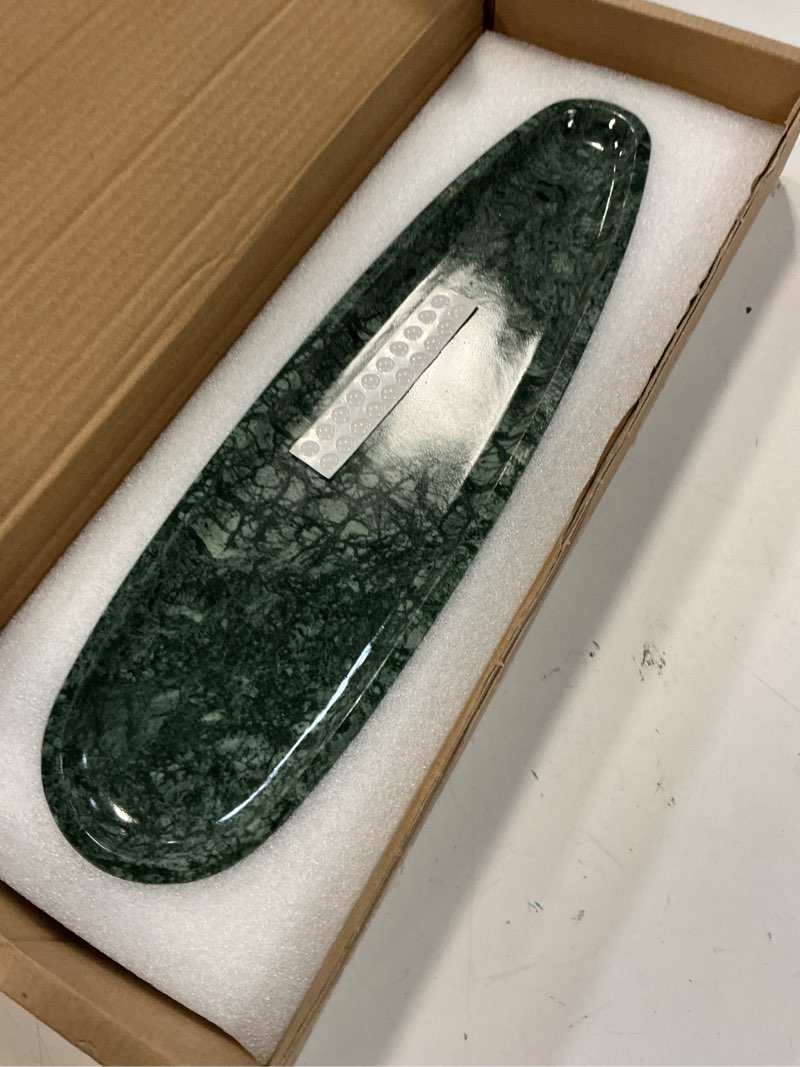 Condition photo showing Good Condition for natural marble vanity tray, 16.6"x4.6" green real stone decorative tray for bathroom countertop & home decor, catchall organizer for jewelry, candles, cosmetics & perfume?green?