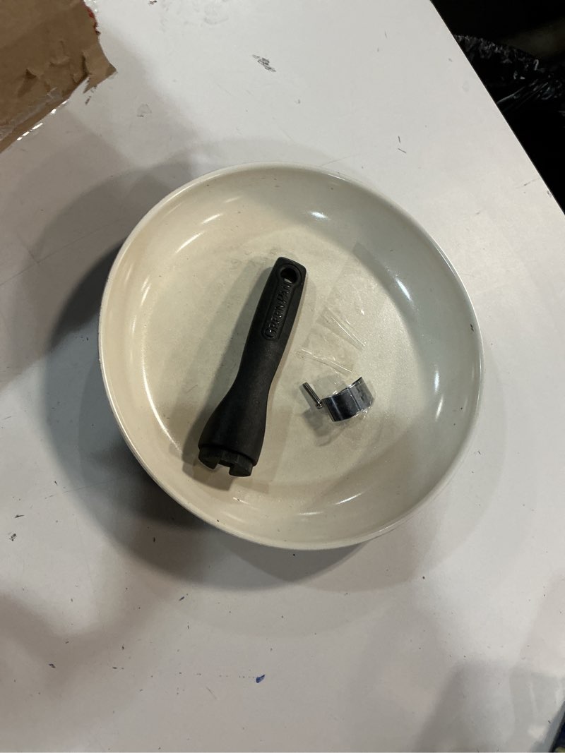 Condition photo showing As Is for GreenPan Rio Healthy Ceramic Nonstick 12" Frying Pan Skillet, PFAS-Free, Dishwasher Safe, Black 12" Frying Pan Skillet Skillet Black