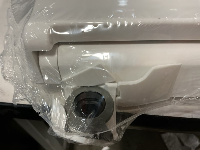 Condition photo showing As Is for KOHLER 4636-RL-0 Cachet ReadyLatch Elongated Toilet Seat Slow Close, Soft Close Toilet Seat Quiet Lid, Contoured Grip-Tight Bumpers Installation Hardware, Apartment Essentials, White White Elongated Ready Latch