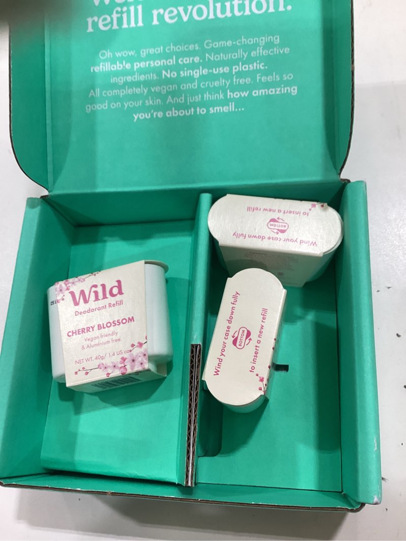 Condition photo showing Good Condition for wild aluminum free refillable deodorant - cherry blossom trio pack - 98% natural origin derived ingredients - vegan friendly long lasting protection - zero single use plastic cherry blossom 4.23 ounce (pack of 1)