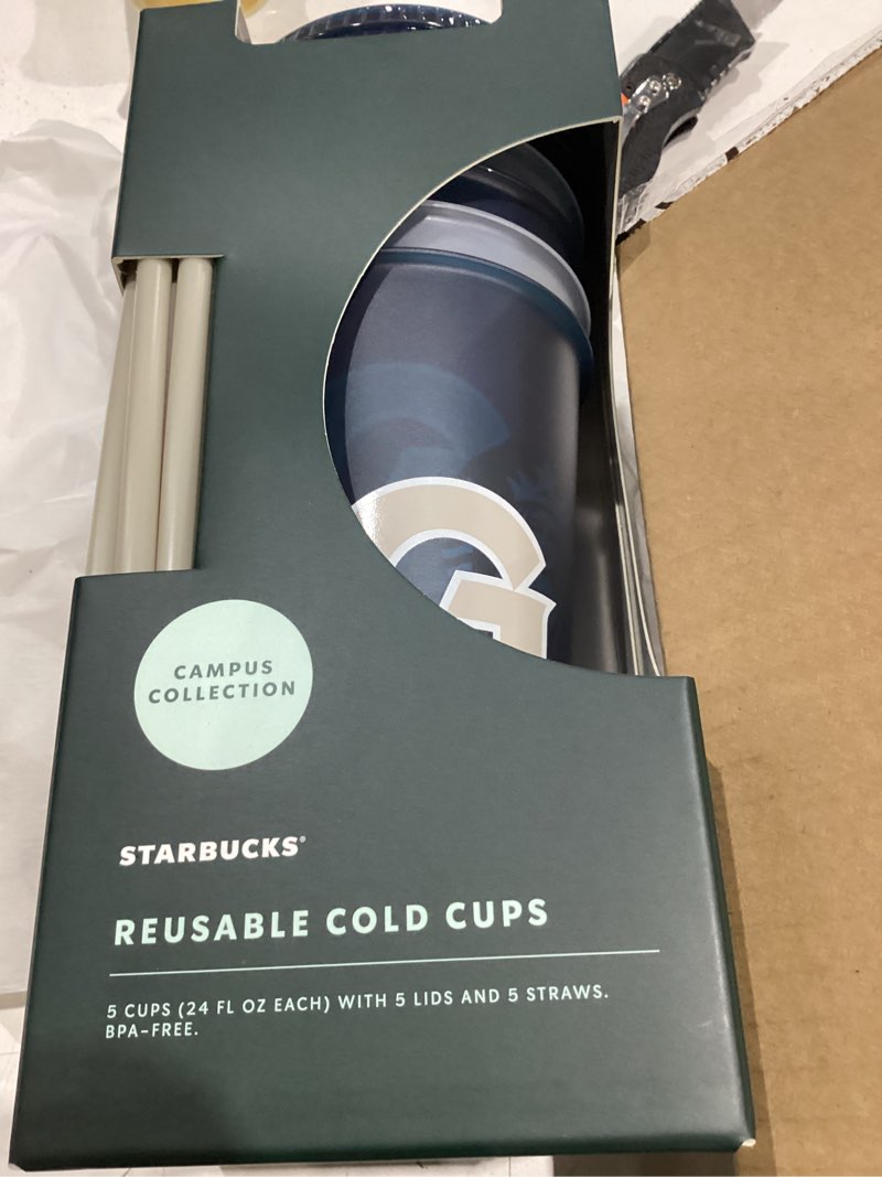 Condition photo showing Good Condition for starbucks georgia reusable cold cups with straw & lid campus