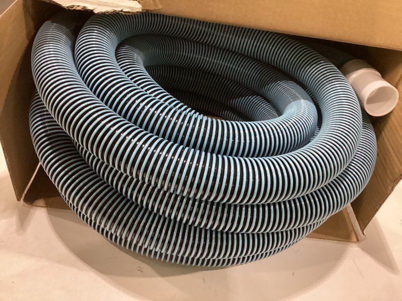 Condition photo showing As Is for poolwhale professional 1-1/2-inch x 36-feet swimming pool vacuum hoses and weighted rotatable handle vacuum head with wheels, perfect for above ground and inground pools 36ft hose with vac head