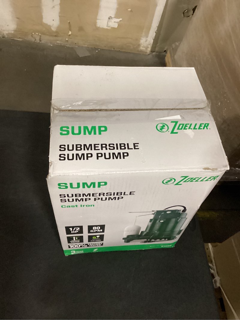 Condition photo showing As Is for zoeller 1/2 hp submersible sump pump
