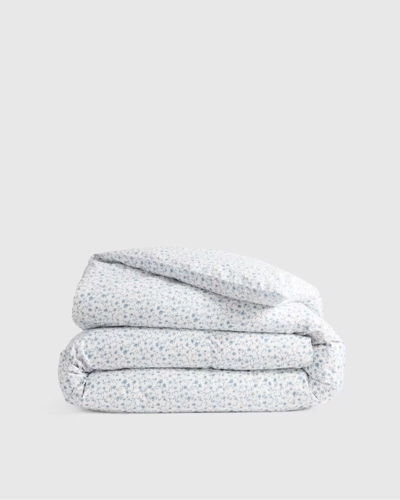 organic crisp percale floral duvet cover size full/queen 
