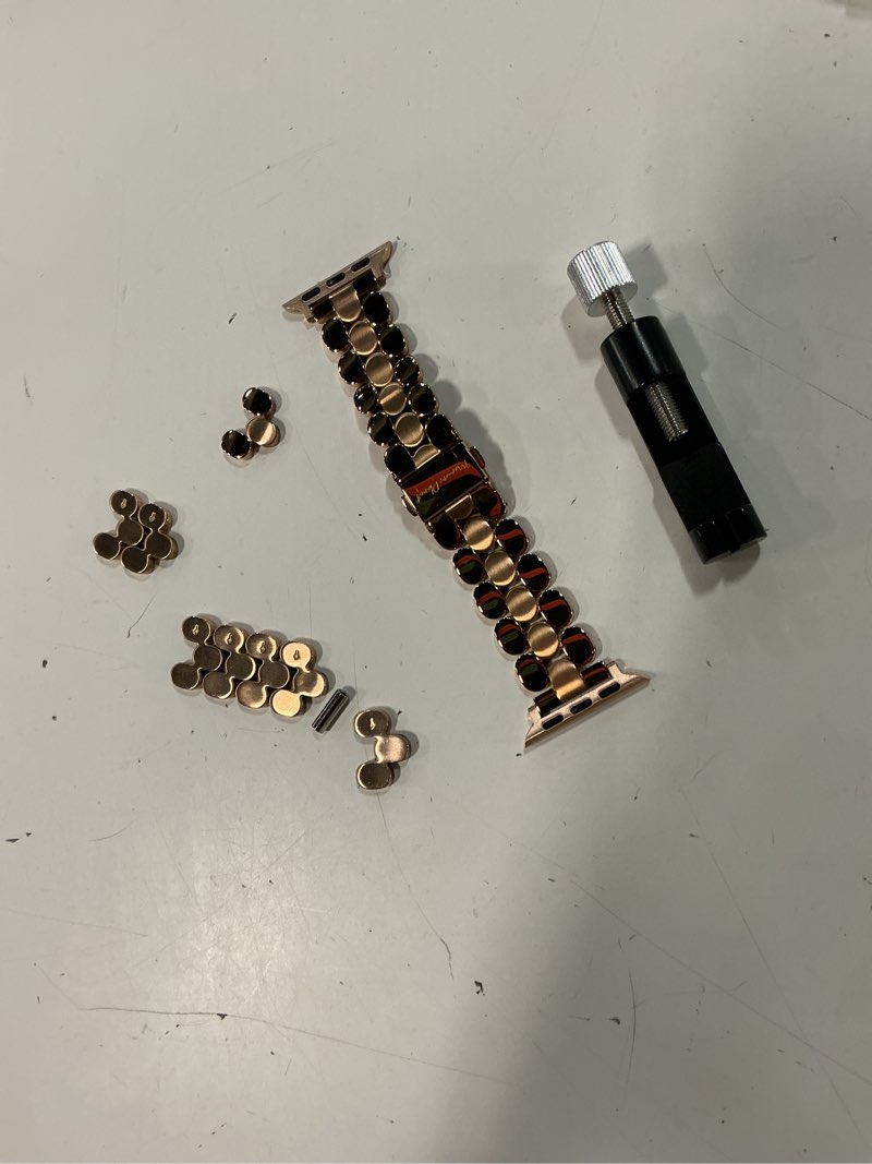Condition photo showing As Is for designer band for apple watch 40mm 41mm 42mm 38mm 44mm 45mm 46mm 49mm for women, stainless steel dressy bands compatible with apple watch series 11,10,se,9,8,7,6,5,4,3,2,1 for iwatch rose gold - shiny&brushed 42mm(series 10 11) & 41mm/40mm/38mm