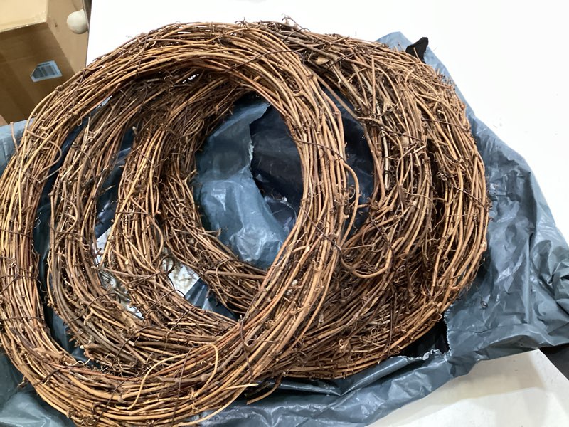 Condition photo showing Good Condition for natural grapevine wreaths, vine branch wreath garland for diy christmas craft rattan front door wall hanging holiday party decors (12 inch, 4 pack)