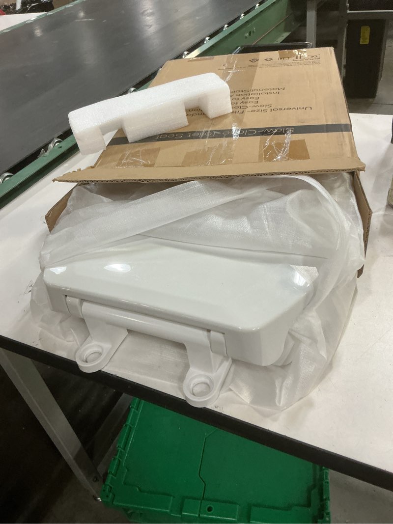 Condition photo showing Good Condition for toilet seat risers, elevated toilet seat 3 inch, heavy duty, never loosen, soft close, easy install & clean, elongated raised toilet seat bowl (18.5”), white elongated toilet seat risers