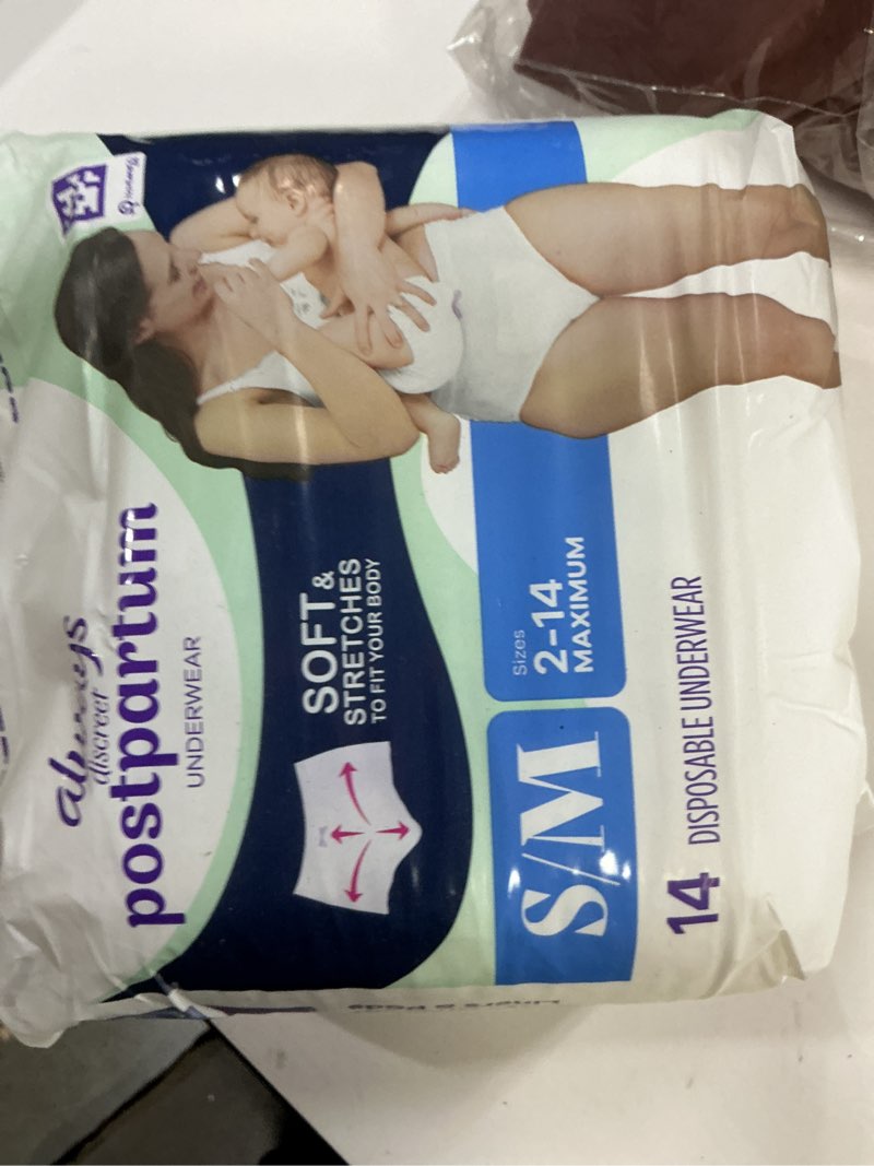 Condition photo showing New/Like New for Always Discreet Postpartum and Adult Incontinence Underwear for Women, Small/Medium, Maximum Protection, 14 Count Small/Medium 14