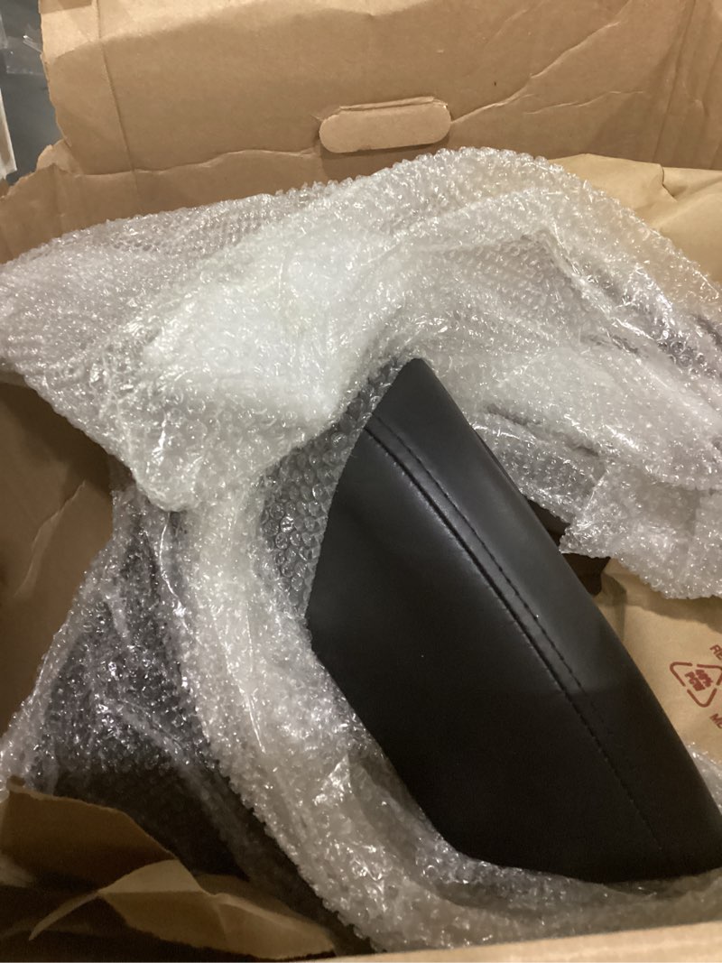 Condition photo showing As Is for vevor saddle stool with wheels, 450 lbs weight capacity ergonomic rolling stool, height adjustable thickened pu leather swivel saddle chair for salon, spa, massage, tattoo, clinic, black