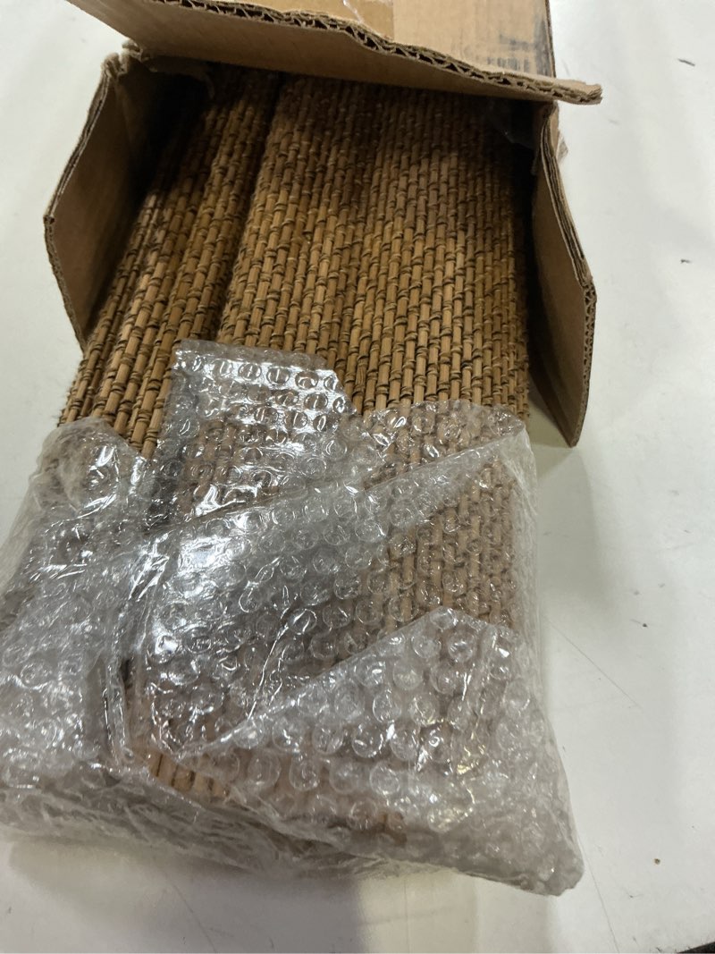 Condition photo showing Good Condition for lazblinds no drill cordless bamboo roman shades, light filtering blinds for indoor windows, roll up bamboo blinds for home, 20" w x 48" h, star-brown star-brown 20"w x 48"h