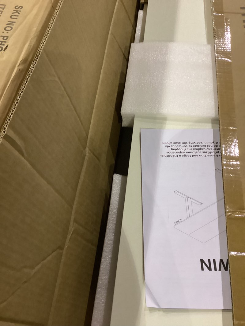 Condition photo showing Good Condition for Ywin Electric Height Adjustable Standing Desk with Wheels, 63 x 24 inches Ergonomic Stand Up Desk for Home Office White+black 63 * 24 inch