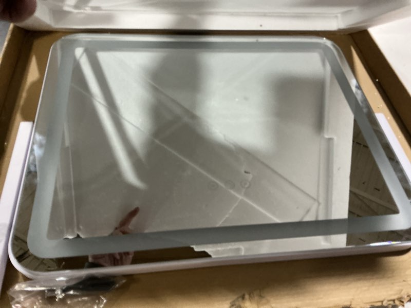 Condition photo showing As Is for FENNIO Vanity Mirror with Lights 22''x17'' Makeup Mirror with Lights,Vanity Mirror Touch Screen with 3-Color Lighting,Dimmable,for Vanity Desk Tabletop White 22"L x 17"W